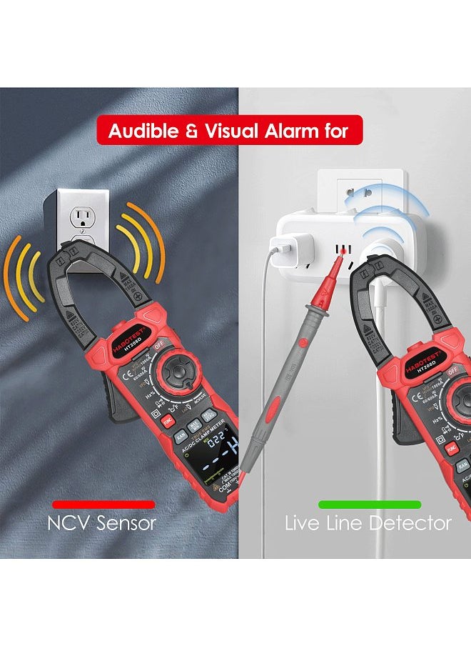 HABOTEST - AC/DC Digital Clamp Meter True-RMS Multimeter Anto-Ranging Multi Tester Current Clamp with Amp Volt Ohm Diode Capacitance Resistance Continuity NCV Temperature Duty Ratio VFD Tests - Image 1
