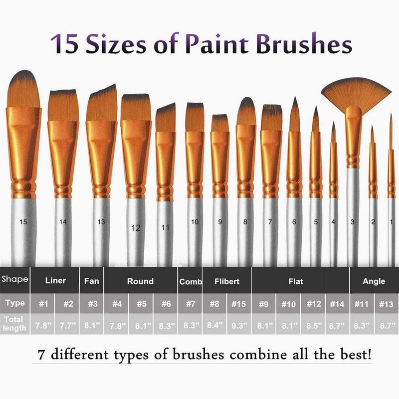 Authentic Store Artist Paint Brush Set for Acrylic Painting, Oil Painting, Modern Art Painting (Silver) - Image 2
