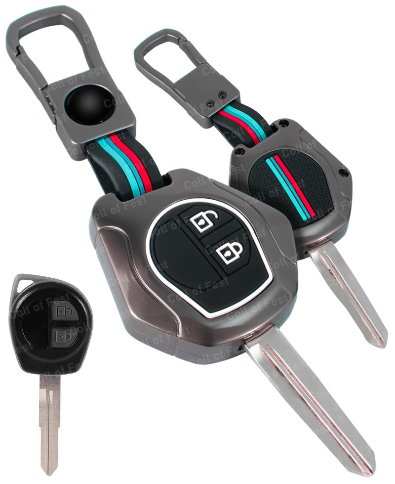 Coll of Fest Coll of Fest Premium Metal Key Cover Compatible for Suzuki Swift | Ertiga | Wagonr | Celerio | Swift Dzire | Alto | Fronx | Brezza | S Presso | Ignis | 2 Button Remote Key Glow in Dark - Image 1