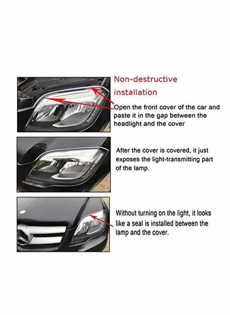 LED Light Strip, LED Daytime Running Lights Sequential Turn Signal Light 12v 24 Inch Styling Slim Dual Color Flexible Switchback DRL Waterproof Headlight Surface Decorative Lamp 2 Pack