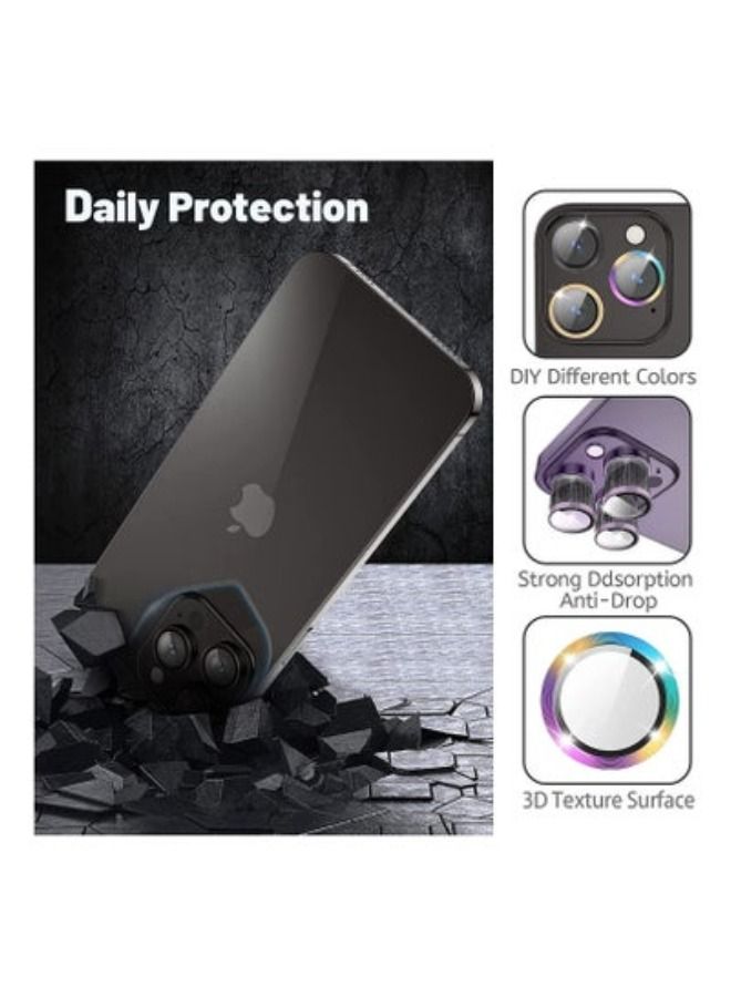 أكاليكس حامي عدسة الكاميرا متوافق مع آيفون 14 برو 6.1 بوصة-آيفون 14 بروماكس 6.7 بوصة 2022 ، هد الزجاج المقسى شاشة حلقة معدنية غطاء ، حالة ودية، لا تؤثر ليلة النار (أسود) - Image 4