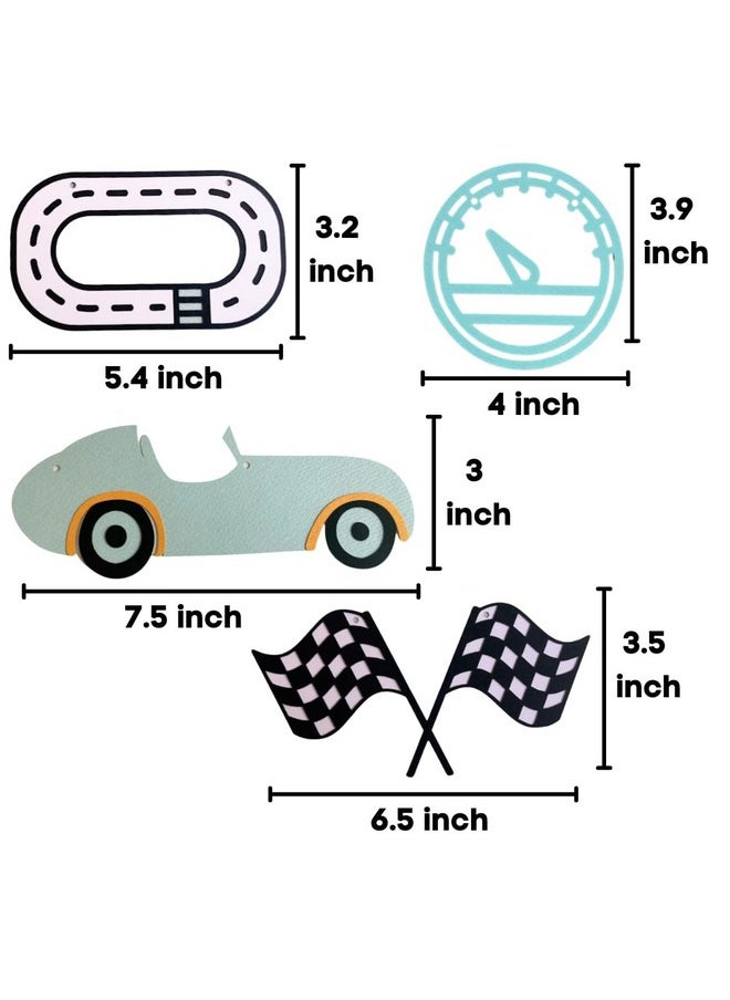 Pinfliers Pinfliers Car Theme Paper Bunting, A Set of 10 Pieces, Blue, Grey, Mint, Yellow, 62.5 inches in Length  - Image 2