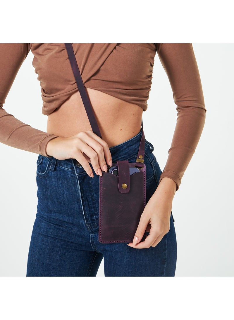 Vagave Women's Genuine Leather Phone Bag with Shoulder Strap and Money and Card Compartment  - Image 2