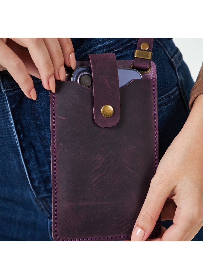 Vagave Women's Genuine Leather Phone Bag with Shoulder Strap and Money and Card Compartment  - Image 3