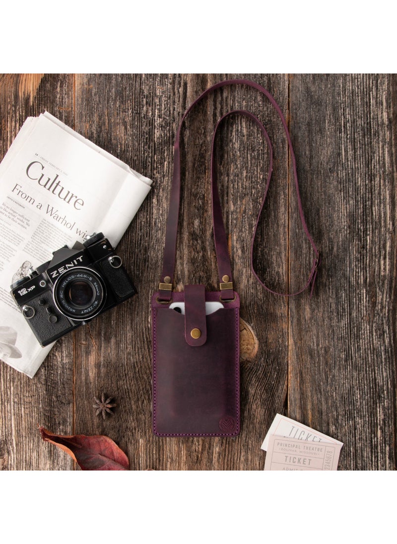 Vagave Women's Genuine Leather Phone Bag with Shoulder Strap and Money and Card Compartment  - Image 5