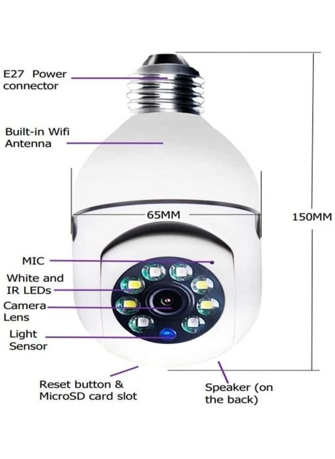 Generic - 2Pcs Light Bulb Security Camera 2.4GHz & 5G WiFi Outdoor, 1080P E27 Light Socket Security Camera, Indoor 360° Home Security Cameras, Full Color Day and Night - Image 1