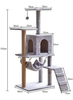 Cat Tree, Cat Tower Tree, Cat Scratching Post, Multi-Level Cat Climbing Activity Center Jumping Platform With Houses And Hammock For Indoor Cats Kittens Pets Play Rest Climb Sleeping 125x40x50 Cm - pzsku/Z9D4168648F4139DDB6D6Z/45/_/1684226186/14e824f0-73dc-4b3e-b9f2-966633429fd2