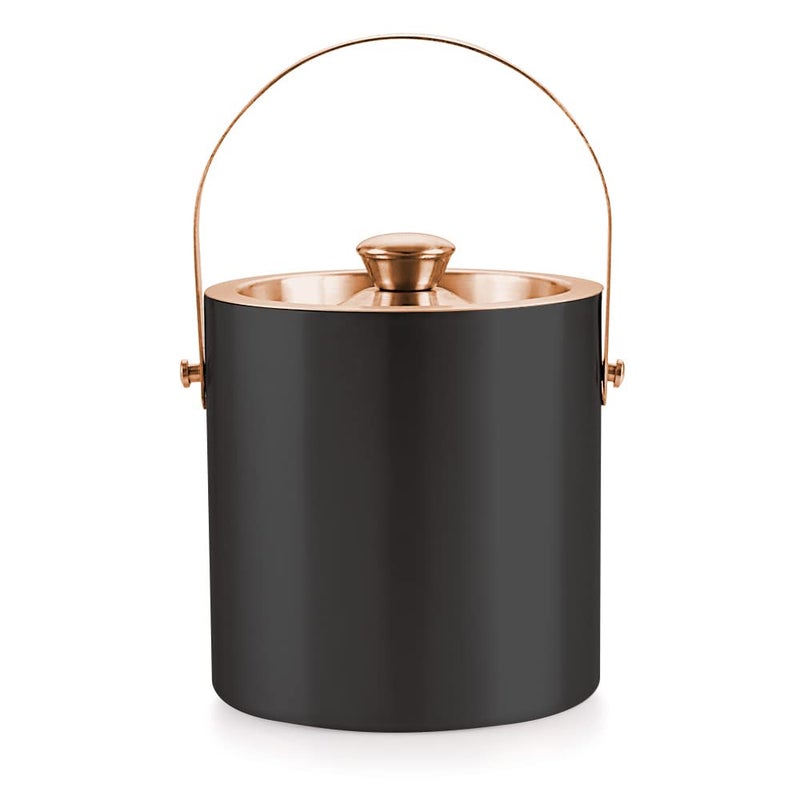 finality Stainless Steel Double Walled Insulated Black with Copper Coated Ice Bucket Capacity175 LTR Black with Copper Ice Bucket with Copper Tong - Image 2