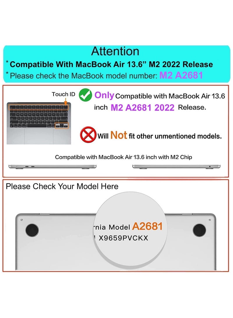 Laptop Case Cover for MacBook Air 13.6 inch 2025-2022 Release A3240 M4 / A3113 M3 / A2681 M2 Chip with Liquid Retina Display & Touch ID Protective Hard Shell Case Cover (Clear) - Image 5
