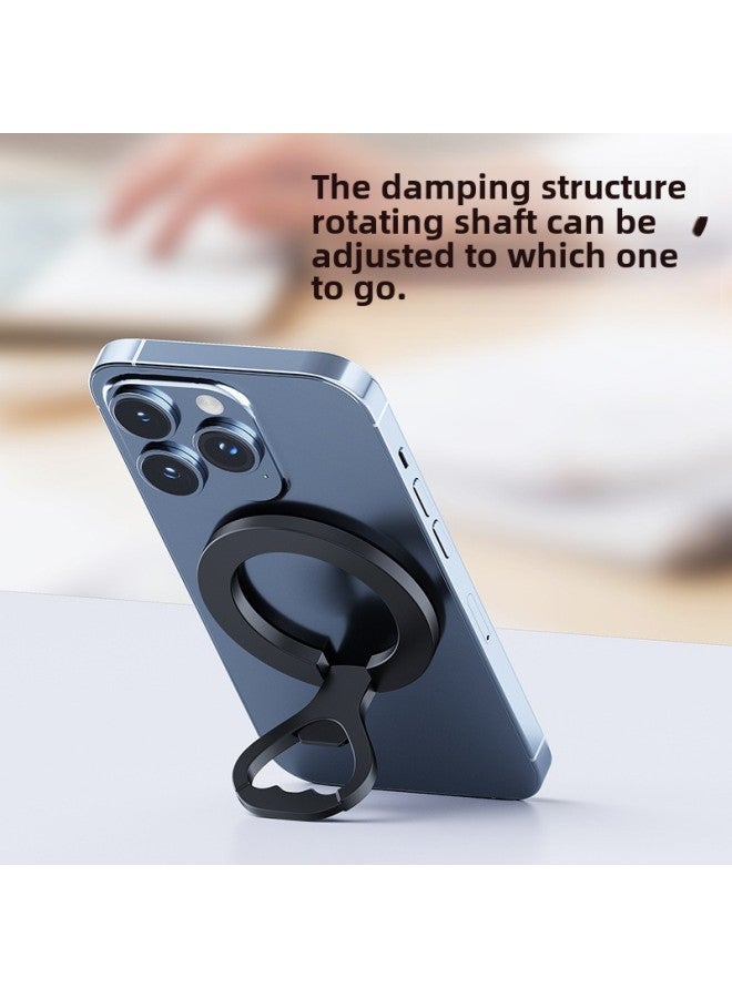 MagSafe Magnetic Metal Ring Buckle Creative Multifunctional Bottle Opener Strong Adhesive Metal Support Rotation-Color:D52-1 Black Compatible With MagSafe Car  - Image 4