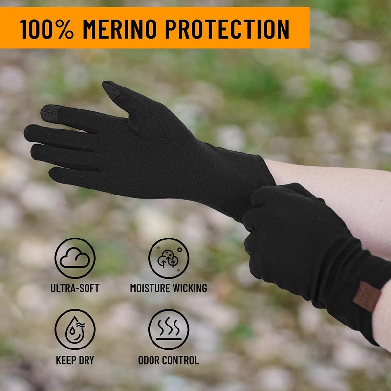 ACUSHLA 100% Merino Wool Touch Screen Lightweight Base Layer Ski Inner Glove for Men and Women - Image 5