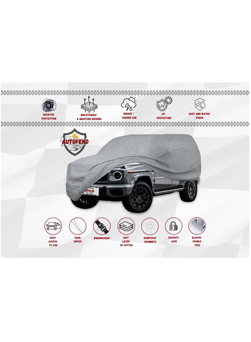 Zipporah All Weather Premium Lightweight 6-Layers Protective Car Cover 210T Compatible for 2019-2025 Mercedes Benz G-Class with Left Driver Side Door Zipper, Security Lock and Mirror Pockets - Image 4