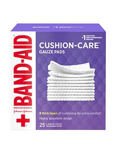 Band Aid Brand Absorbent Cushion Care Sterile Square Gauze Pads For First Aid Protection, Large, 4 in x 4 in - 25 ct  - Image 1