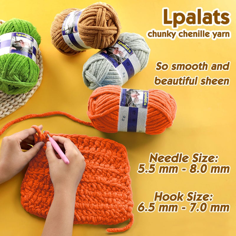 Lpalats Chunky Chenille Yarn for Crocheting - 1 Pack of 100g/3.5oz - #6 Super Bulky - Polyester - Baby Blanket Yarn for Crochet Amigurumi Blankets (1, Pure White) - Image 4