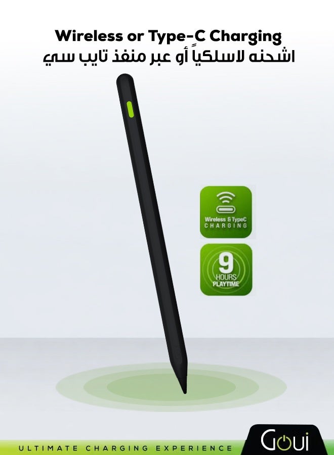 Goui Stylus Pen for iPhone and iPad – Wireless & Type-C Charging, Palm Rejection, Magnetic Attachment, High Precision Writing & Drawing, Compatible with iPad 2018 and Later Black - Image 3