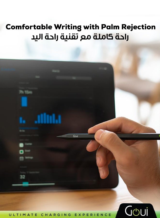 Goui Stylus Pen for iPhone and iPad – Wireless & Type-C Charging, Palm Rejection, Magnetic Attachment, High Precision Writing & Drawing, Compatible with iPad 2018 and Later Black - Image 2