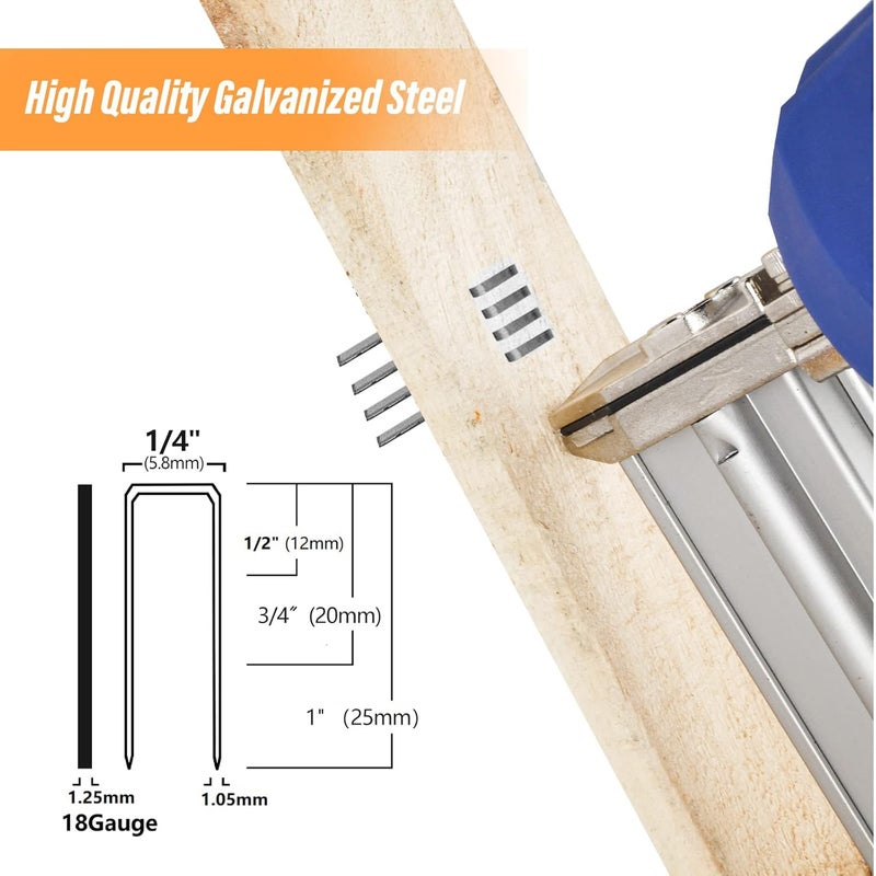 SITLDY 2800-Count 18 Gauge 1/4" Narrow Crown Staples 1/2"-1200, 3/4"-800, 1"-800, Heavy Duty Galvanized, Assorted Size Project Pack, for Pneumatic, Electric Stapler - Image 3