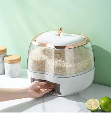 VBM VBM Kitchen Rice Storage Container Flour Cereal Bread Storage Airtight Sealed Holder Bin Dry Food Storage Canister for Cereal Dry Fruits Flour White apple 5kg - Image 1