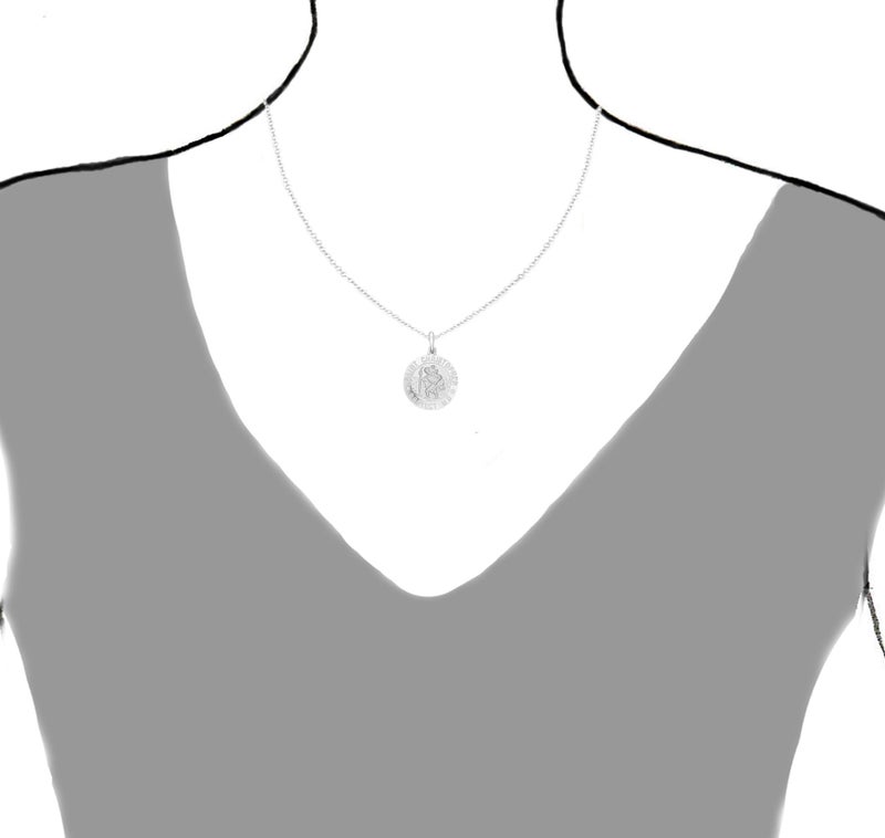 Ritastephens Italian Sterling Silver Small Round Saint St Christopher Medal Charm Pendant Necklace, 15mm, 20" - Image 3