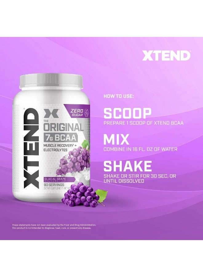 Original Bcaa Powder Zero Sugar With Electrolytes For Hydration & Muscle Repair, Post-Workout Supplement, Glacial Grape Flavor - 90 Servings