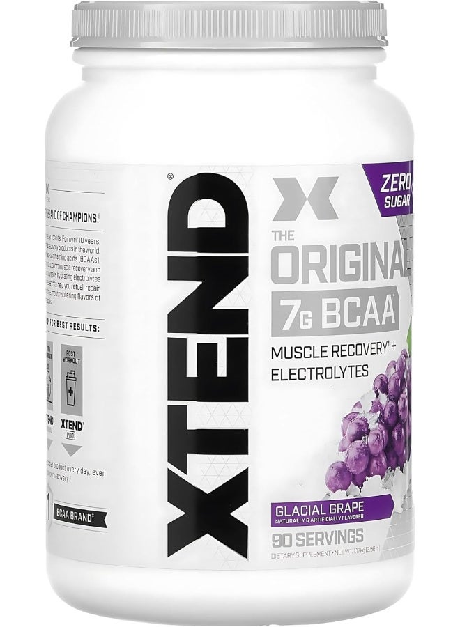 Original Bcaa Powder Zero Sugar With Electrolytes For Hydration & Muscle Repair, Post-Workout Supplement, Glacial Grape Flavor - 90 Servings