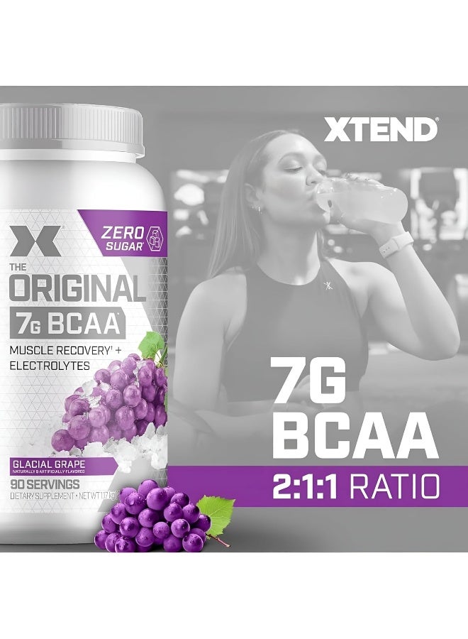 Original Bcaa Powder Zero Sugar With Electrolytes For Hydration & Muscle Repair, Post-Workout Supplement, Glacial Grape Flavor - 90 Servings