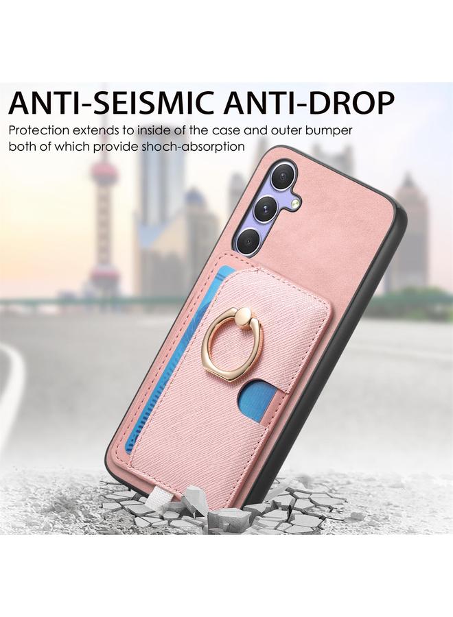 S-TOP Case For Samsung Galaxy A05 Retro Cross Leather Ring Side Insert Card Bag MagSafe Phone Case - Image 4