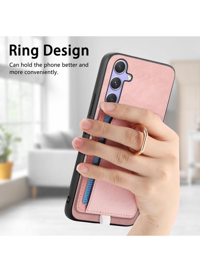 S-TOP Case For Samsung Galaxy A05 Retro Cross Leather Ring Side Insert Card Bag MagSafe Phone Case - Image 5