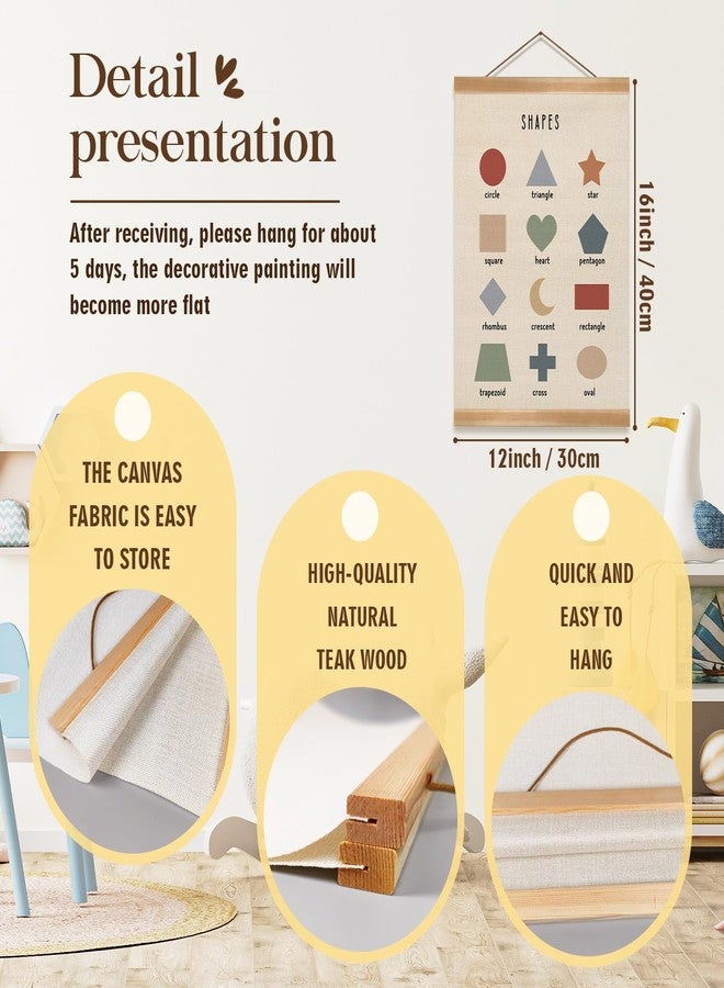 ZTGDA Shapes Educational Wall Art, Toddler Learning Posters, Shapes Learning Poster Hanger Frame Wall Decor for Classroom Nursery Playroom Preschool Decor (12x16inch) - Image 2
