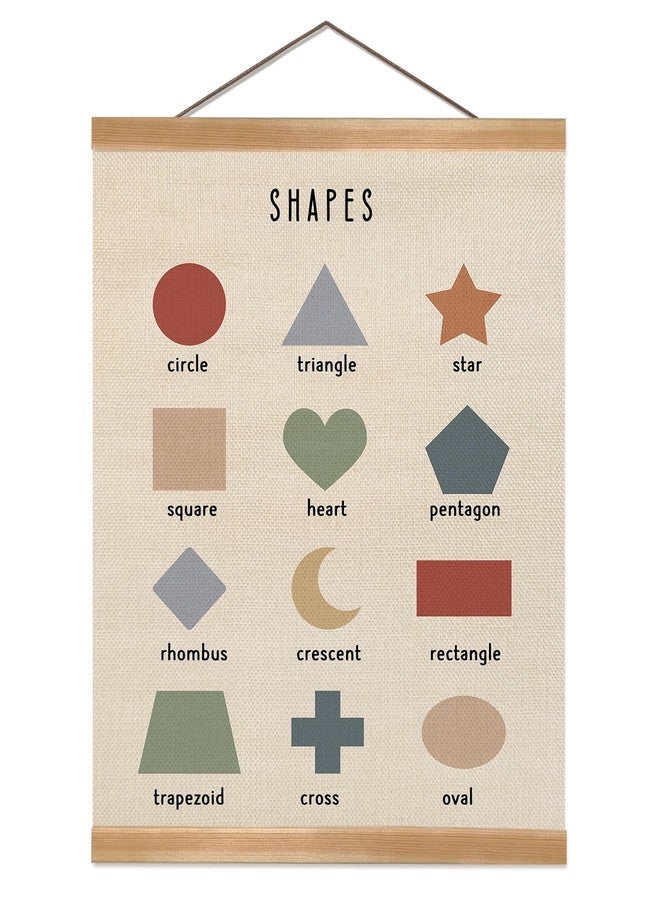 ZTGDA Shapes Educational Wall Art, Toddler Learning Posters, Shapes Learning Poster Hanger Frame Wall Decor for Classroom Nursery Playroom Preschool Decor (12x16inch) - Image 1
