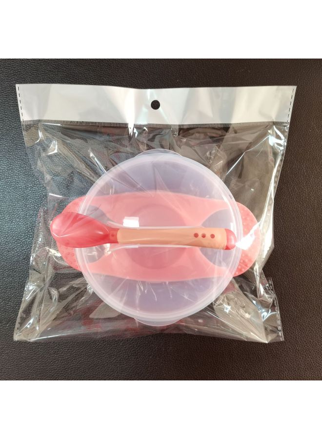 Factory Wholesale Baby Sucker Bowl Suit Non-slip Drop-resistant Baby Bowl With Temperature Spoon Baby Training Bowl Big Suction-Specifications:Sucker Bowl Suit OPP Bag Red - Image 1