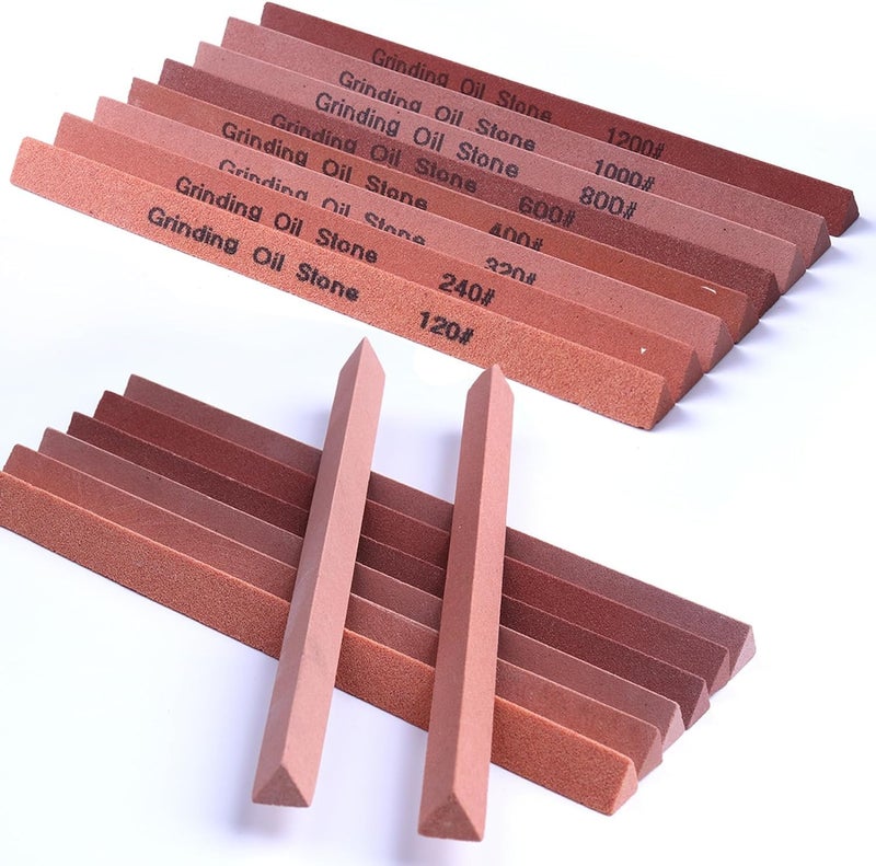CBRIGHT Sharpening Stone Set,16pcs Triangle Sanding Sticks Knife Whetstone Set White Corundum Oil Stone for Knife,Most Bladed&Moldel-120#,240#,320#, 400#,600#,800#,1000#,1200# - Image 1