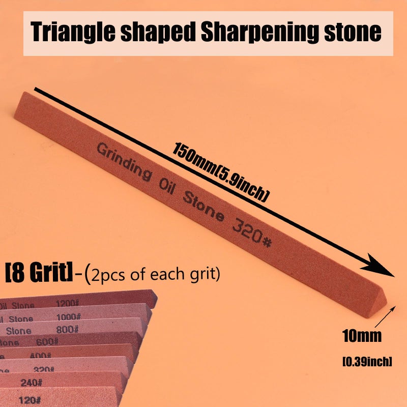 CBRIGHT Sharpening Stone Set,16pcs Triangle Sanding Sticks Knife Whetstone Set White Corundum Oil Stone for Knife,Most Bladed&Moldel-120#,240#,320#, 400#,600#,800#,1000#,1200# - Image 2