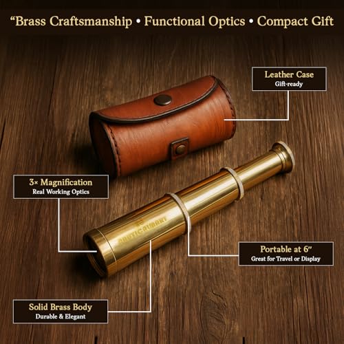 NAUTICALMART Solid Brass Handheld Telescope 6" - Nautical Pirate Spy Glass with Free case - Image 3