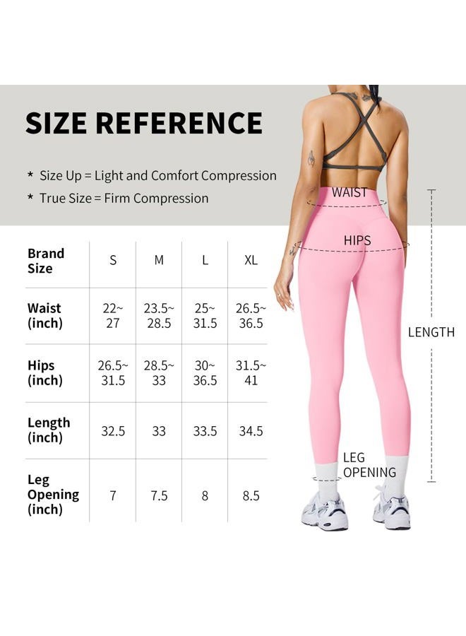 BumpGlow Women‘s High Waisted Leggings for Women Tummy Control Yoga Pants for Workout Running Gym Athletic Leggings, Pink, L - Image 5