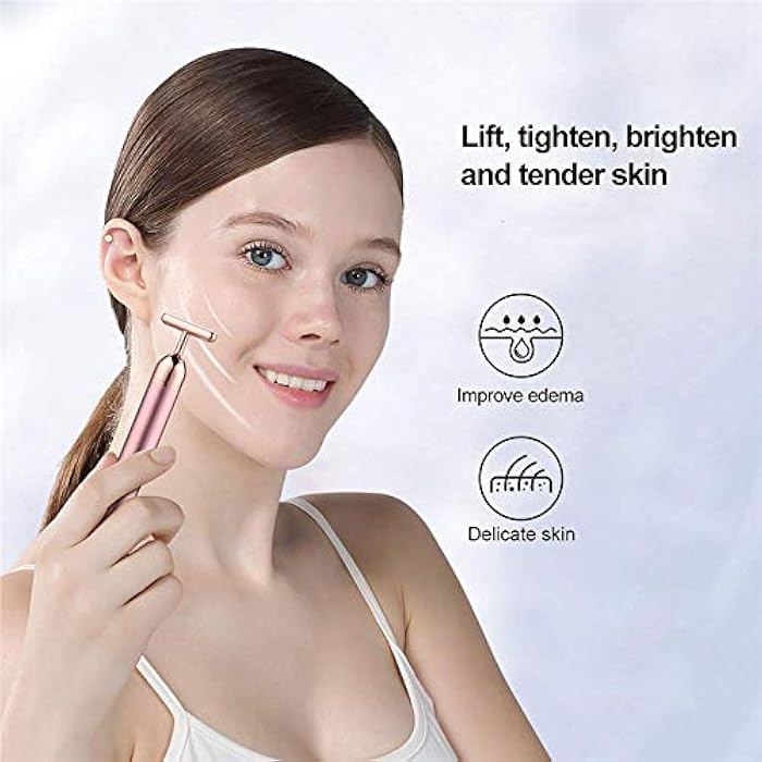 Marfort Beauty Bar Rose Gold Facial Massager for Skin Care Electric T-Shape Tools Face Lifting and Firming Anti-Wrinkles Skin Tightening (Pink) - Image 2