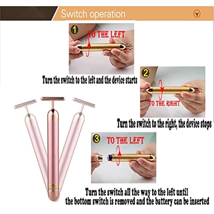 Marfort Beauty Bar Rose Gold Facial Massager for Skin Care Electric T-Shape Tools Face Lifting and Firming Anti-Wrinkles Skin Tightening (Pink) - Image 5
