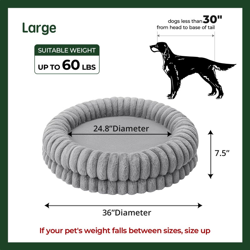BALANCE Luxury Donut Dog Bed, 36 Inches Round Dog Beds Large Sized Dogs Washable, Orthopedic Calming Dogs Bed for Pets with Anti-Slip Bottom, Gray - Image 5