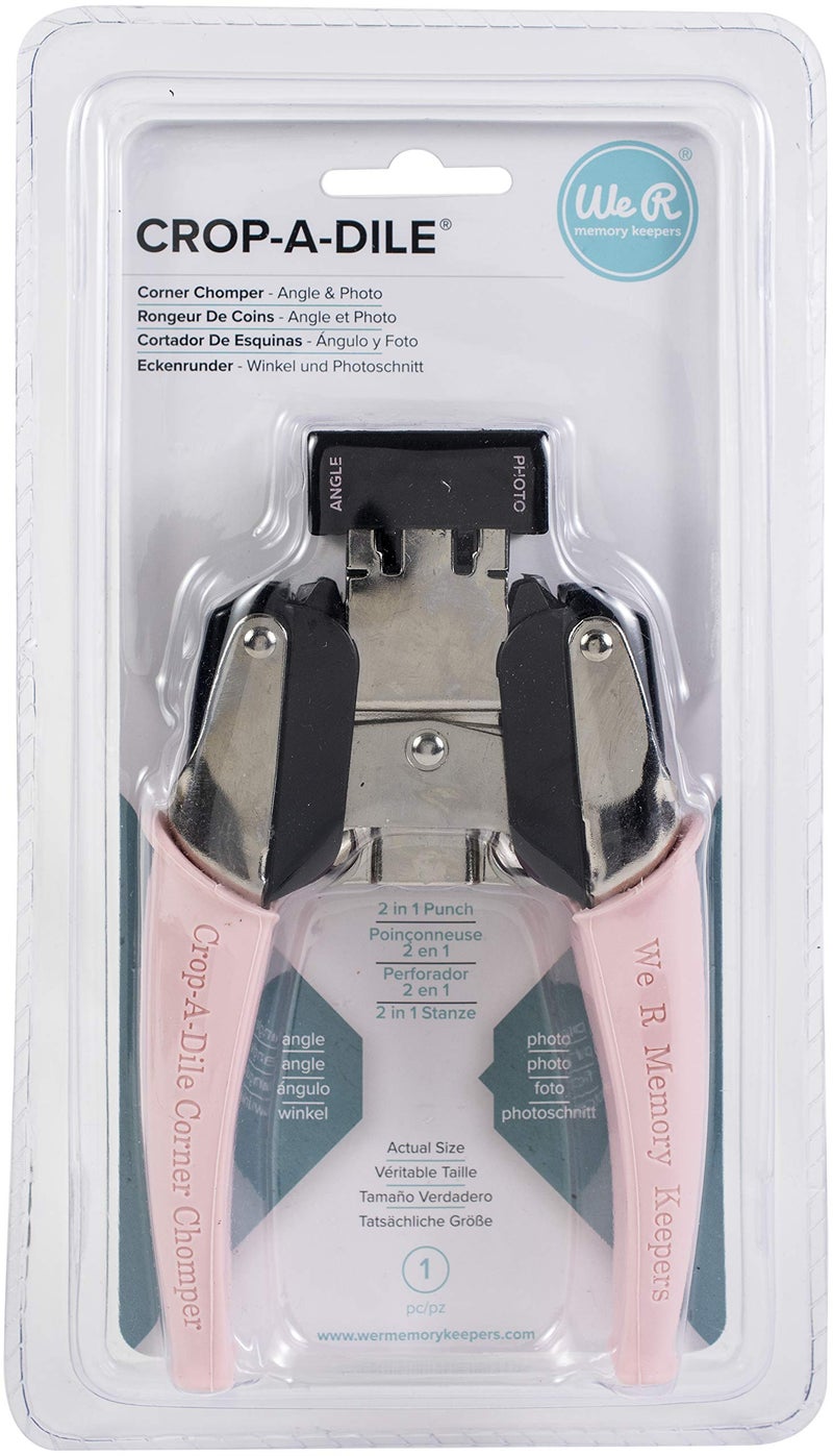 We R Memory Keepers We R Makers Crop-a-dile Corner Chomper Works on Paper, Cardstock, Chipboard, Leather, Plastic, and More, Easy-to-Grip, Angle and Photo Designs, for Scrapbooking, Jornaling, Cardmaking, Arts, Crafts - Image 1