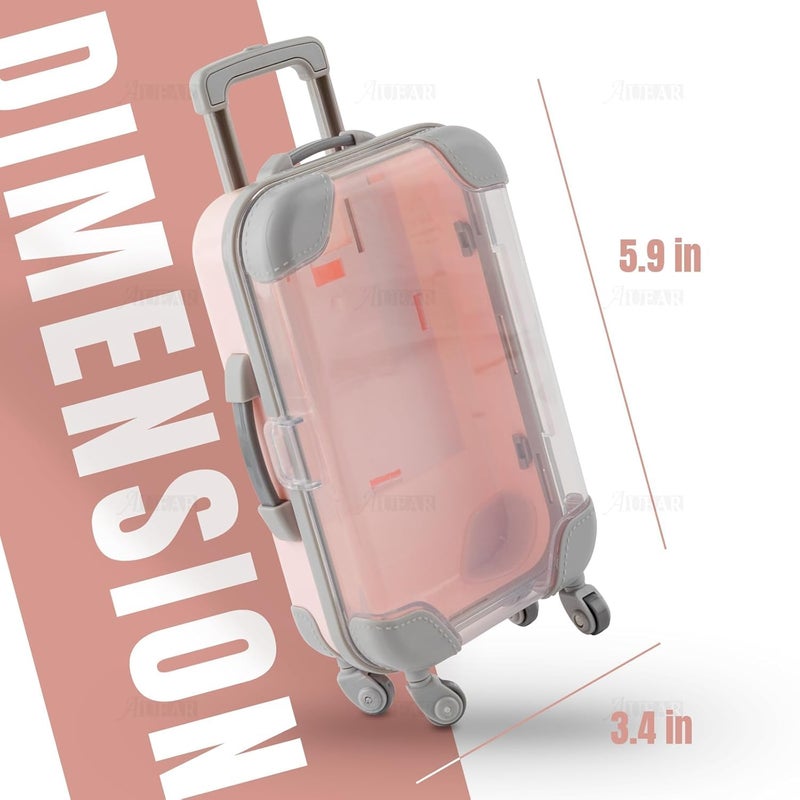FEBLICH FEBLICH Mini Fake Eyelashes Organizer Case Luggage Shape False Eyelashes Packaging Box Plastic Rolling Empty Lash Boxes Trolley Tiny Suitcase For Travel Women Girls Pink - Image 5