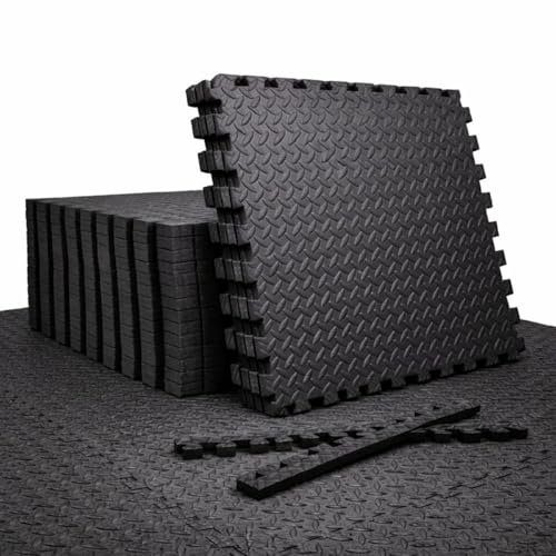 EASY HOME High Density EVA Foam Interlocking Puzzle Floor Mats – Shock Proof, Protective Gym & Home Workouts Tiles for Exercise (60×60 cm, 12 mm Thickness) - Image 1