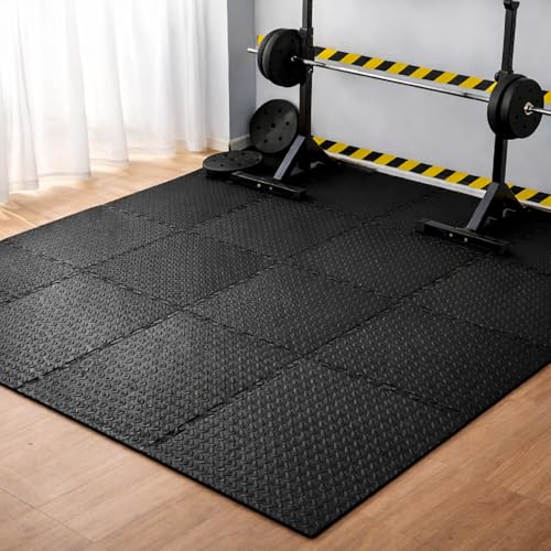 EASY HOME High Density EVA Foam Interlocking Puzzle Floor Mats – Shock Proof, Protective Gym & Home Workouts Tiles for Exercise (60×60 cm, 12 mm Thickness) - Image 3