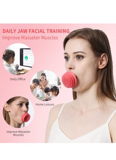 KASTWAVE Jawline Exerciser, Face Neck Jaw Toning Double Chin Reducer, Facial Blowing Exercisers Enhance Firming Lifting Jaw Facial V Shape Lines Define Your Jawline (2 Pack) (Pink)  - Image 3