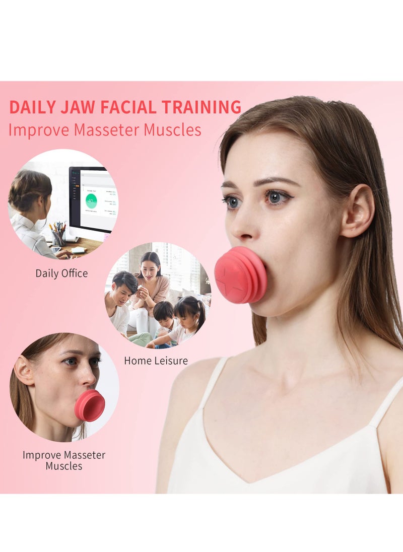 KASTWAVE Jawline Exerciser, Face Neck Jaw Toning Double Chin Reducer, Facial Blowing Exercisers Enhance Firming Lifting Jaw Facial V Shape Lines Define Your Jawline (2 Pack) (Pink)  - Image 3