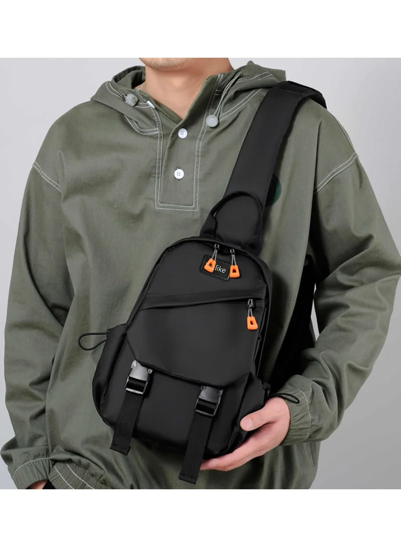 HIKE Premium Unisex Cross-body Bag Water Resistant Anti-Theft Unisex Sling bag with built in USB Port and Headphone Jack for Travel School College Business Shopping, HK8670, Black