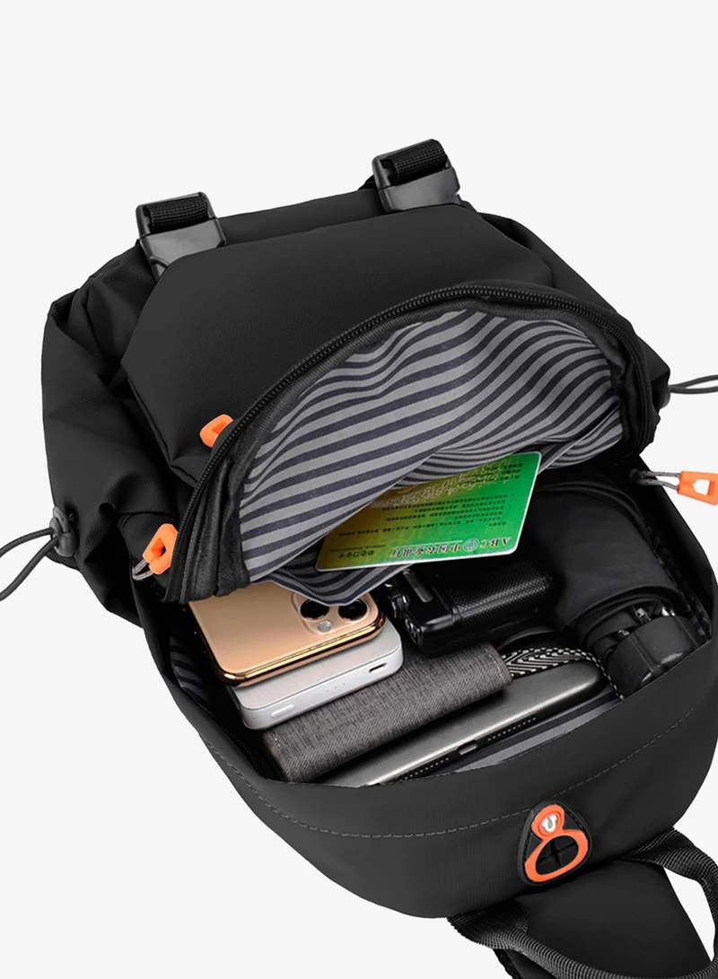 Hike  Premium Unisex Cross-body Bag Water Resistant Anti-Theft Unisex Sling bag with built in USB Port and Headphone Jack for Travel School College Business Shopping, HK8670, Black  | Best Price UAE