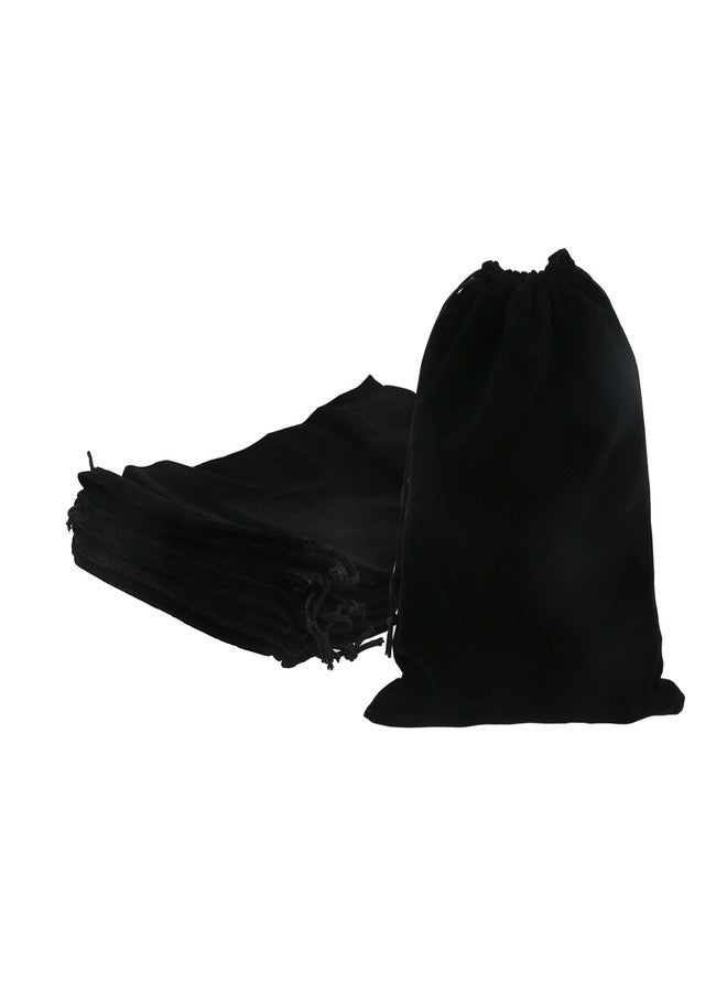 Nicerity 10Pcs Large Velvet Bags with Drawstring 8x10 Inch Cloth Jewelry Pouches for Jewelry, Wedding Favors, Candy Bags (Black) - Image 1