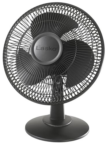 Lasko 2017 Portable 3Speed 12Inch Table Fan with Widespread Oscillation and TiltBack Fan Head Black