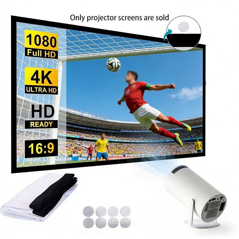 شاشة عرض جديدة 150 بوصة 60 بوصة 4K HD مشهد شاطئ استوائي محمولة قابلة للطي بالحجم الكامل للاستخدام الداخلي والخارجي لعرض المسرح المنزلي صورة زاهية وملونة قابلة للغسل مقاومة للتجعد - Image 1