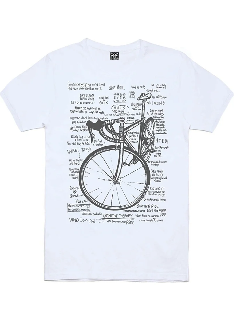 Rock&Roll Bicycle, Racing Bike Lettering White Men's T-Shirt Eco Pack of 2